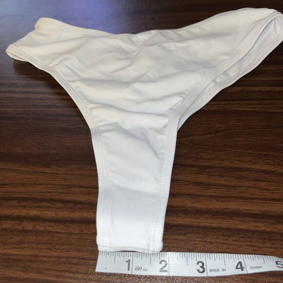 Women's White Bikini Bottom Cheeky Swimsuit Criss Cross Cut Out Back Bottom S - Picture 6 of 8